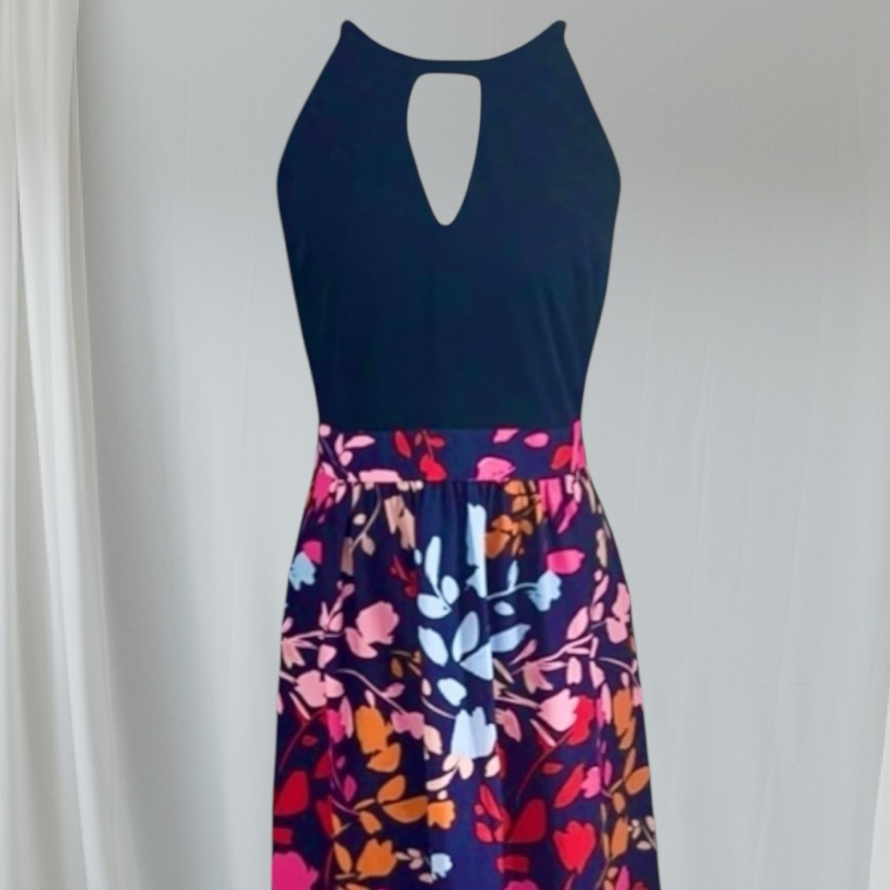 VINCE CAMUTO Maxi Dress | Navy Floral | Size 8 |NEW with Tags - Picture 4 of 7
